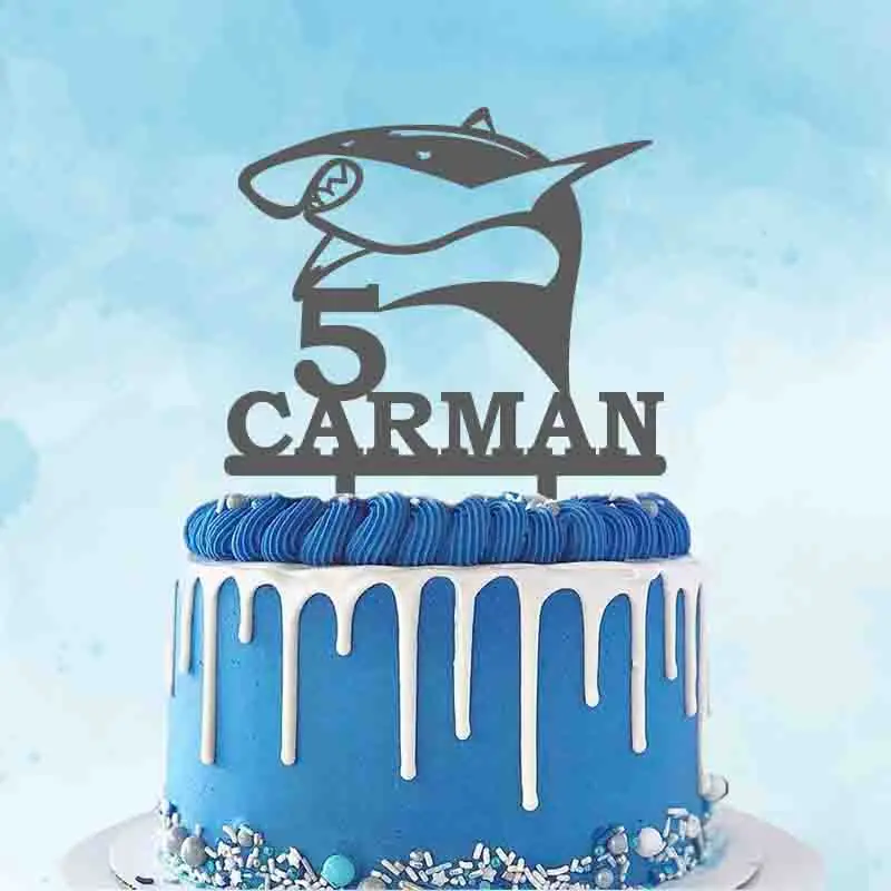 Custom Kids Name Age Personalised Cartoon Shark Silhouettes For Child's Shark Theme Birthday Party Cake Decoration Topper YC346
Custom Kids Name Age Personalised Cartoon Shark Silhouettes For Child's Shark Theme Birthday Party Cake Decoration Topper YC346