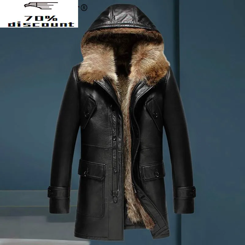 Genuine Leather Jacket Men Winter Real Fur Coat Natural Raccoon Fur Liner Sheepskin Coat Hooded Warm 2020 6066 KJ3634
Genuine Leather Jacket Men Winter Real Fur Coat Natural Raccoon Fur Liner Sheepskin Coat Hooded Warm 2020 6066 KJ3634