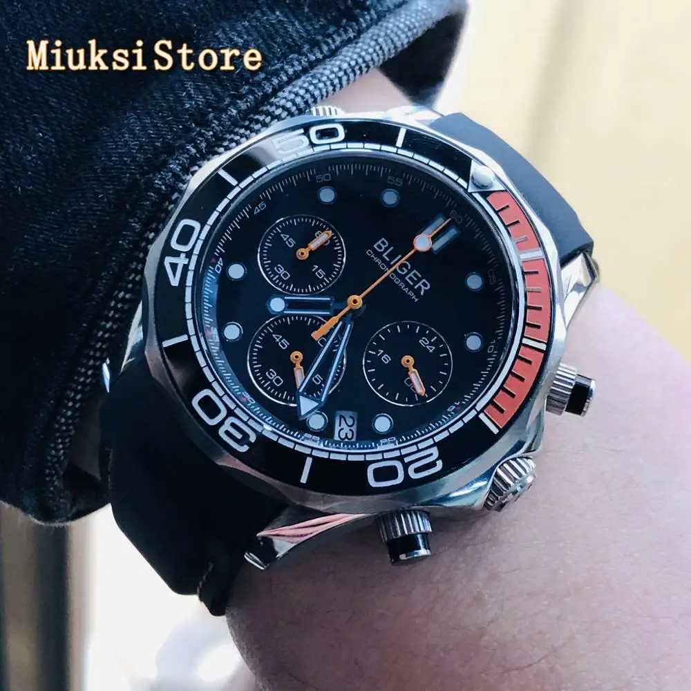 Bliger 41mm silver case sapphire glass date ceramic bezel rubber strap 2020 new chronograph quartz mens watch
Bliger 41mm silver case sapphire glass date ceramic bezel rubber strap 2020 new chronograph quartz mens watch
