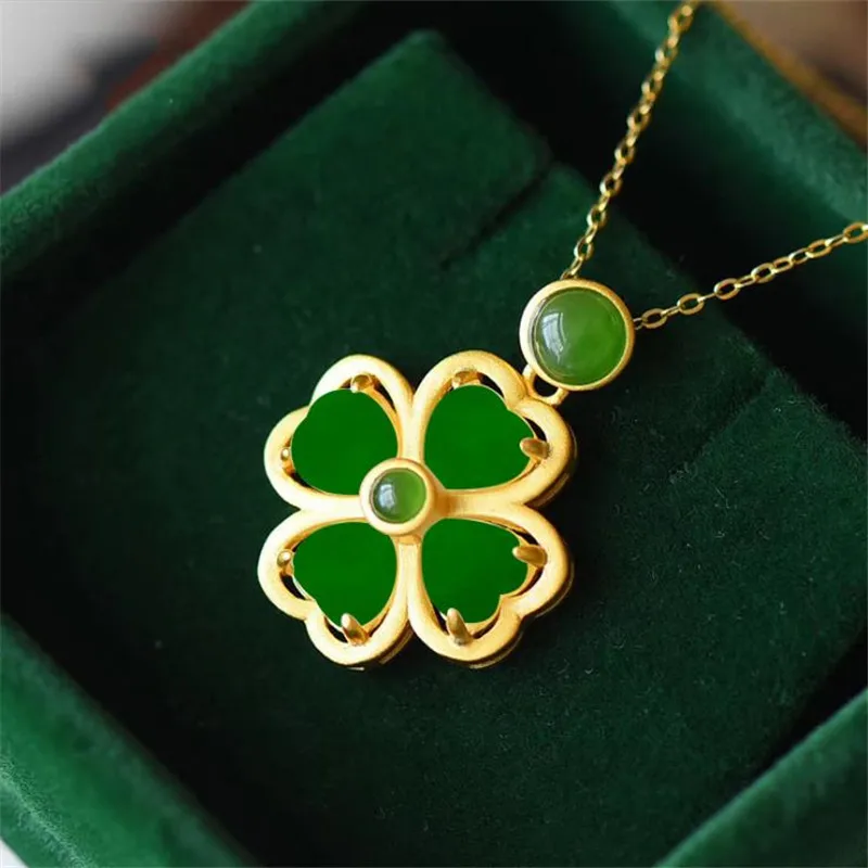 New Fashion 925 Sterling Silver Necklaces For Women Luxury White Jade Heart Four-Leaf Clover Pendant Necklace Jewelry Girl Gifts
New Fashion 925 Sterling Silver Necklaces For Women Luxury White Jade Heart Four-Leaf Clover Pendant Necklace Jewelry Girl Gifts