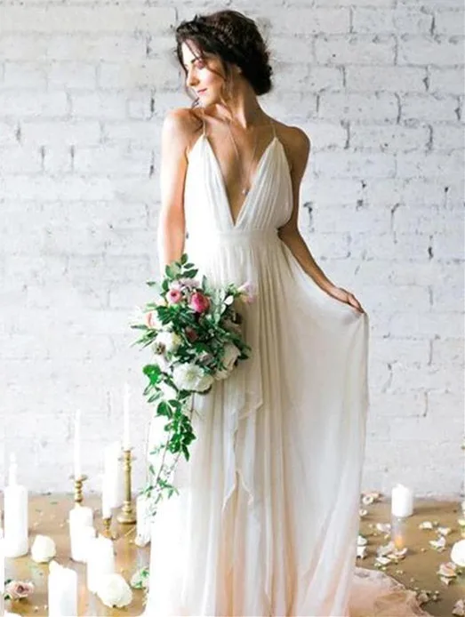 vestidos noiva Simple Beach Wedding Dress V Neck Spaghetti Backless Bridal Wedding Dresses White Chiffon A Line Wedding Dress
vestidos noiva Simple Beach Wedding Dress V Neck Spaghetti Backless Bridal Wedding Dresses White Chiffon A Line Wedding Dress