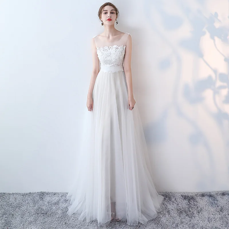 Simple White Wedding Dresses Embroidery Brush Train Slim Elegant Sleeveless Lace Up Bridal Vestidos Formal Dress
Simple White Wedding Dresses Embroidery Brush Train Slim Elegant Sleeveless Lace Up Bridal Vestidos Formal Dress