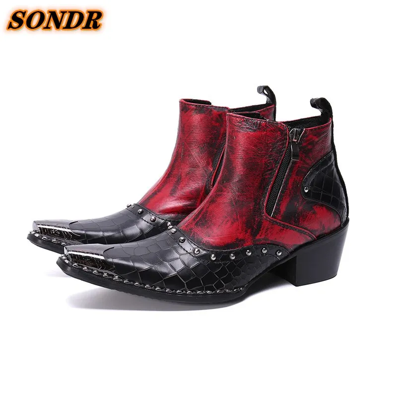Men Fashion Ankle Boots Genuine Leather Print Men Retro Iron Pointed Toe Rivets Boot High Quality Casual Men Shoes Male Botas
Men Fashion Ankle Boots Genuine Leather Print Men Retro Iron Pointed Toe Rivets Boot High Quality Casual Men Shoes Male Botas
