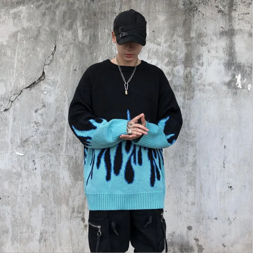Flame Sweater Men Streetwear Retro Pattern Hip Hop Autumn Winter Pullover O-neck Couple Casual Men Sweaters w1030
Flame Sweater Men Streetwear Retro Pattern Hip Hop Autumn Winter Pullover O-neck Couple Casual Men Sweaters w1030