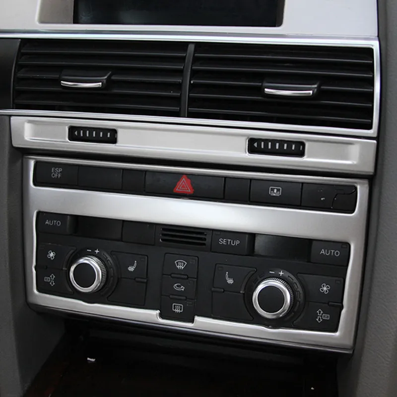 Рамка регулировки кондиционера для центральной консоли Audi A6 2005-11, наклейки на панель вентиляционного отверстия автомобиля из нержавеющей стали
Рамка регулировки кондиционера для центральной консоли Audi A6 2005-11, наклейки на панель вентиляционного отверстия автомобиля из нержавеющей стали