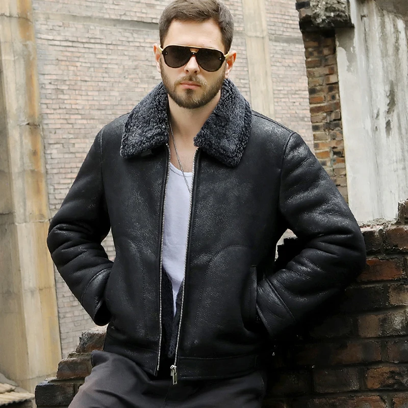 New Mens B3 Shearling Jacket Short Fur Coat Black Leather Jacket Thicken Sheepskin Coat Mens Winter Coats
New Mens B3 Shearling Jacket Short Fur Coat Black Leather Jacket Thicken Sheepskin Coat Mens Winter Coats