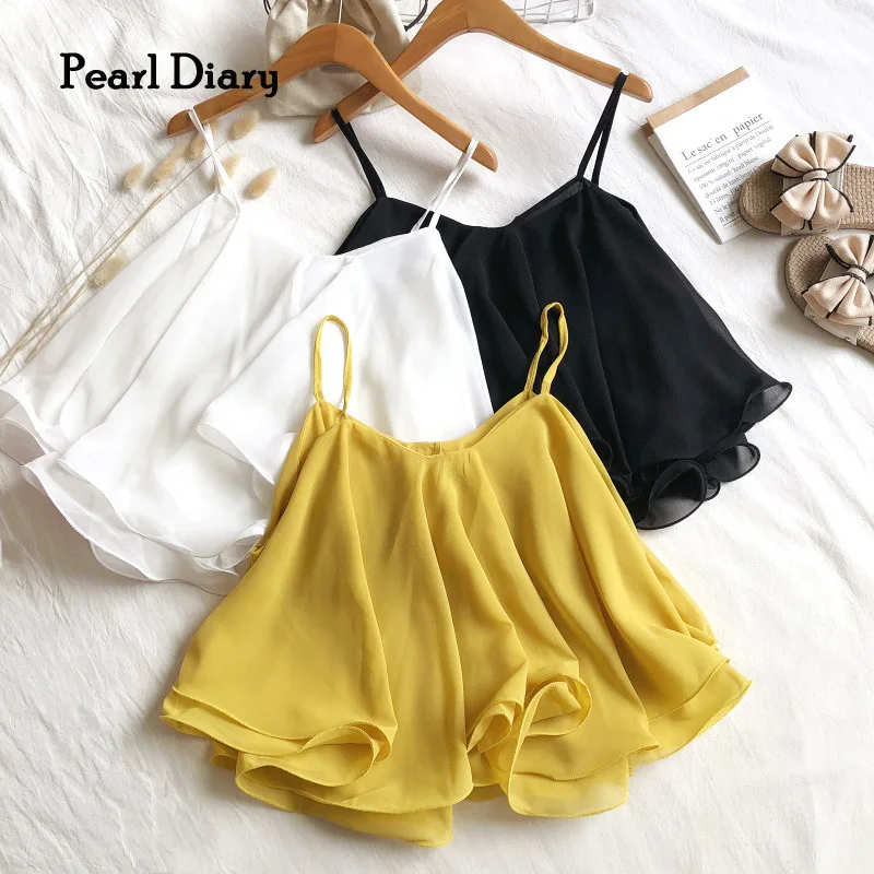 JANZHISAN Women Summer Ruffle Camis Chiffon Tops Sleeveless Solid Color Loose Kawaii Cute Beach Crop Tops Sexy Chic Baby Tops
JANZHISAN Women Summer Ruffle Camis Chiffon Tops Sleeveless Solid Color Loose Kawaii Cute Beach Crop Tops Sexy Chic Baby Tops