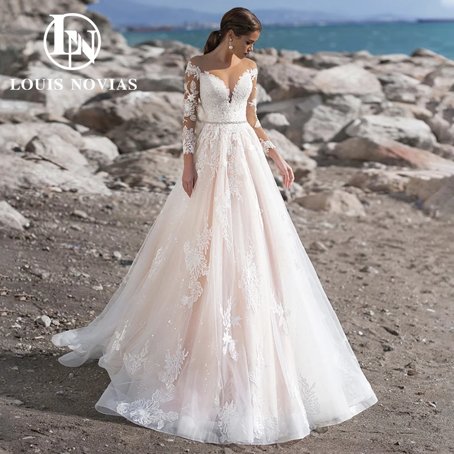 LOUIS NOVIAS Свадебное платье трапециевидной формы с длинными рукавами, блестящая милая с хрустальным поясом, свадебное платье со шлейфом, Vestidos De Novia
LOUIS NOVIAS Свадебное платье трапециевидной формы с длинными рукавами, блестящая милая с хрустальным поясом, свадебное платье со шлейфом, Vestidos De Novia