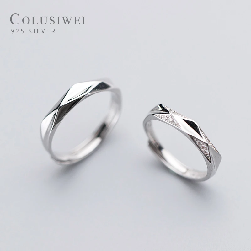 COLUSIWEI Silver Geometric Couple Ring for Men and Women 925 Sterling Silver Open Adjukstable Fashion Lover A pair Ring
COLUSIWEI Silver Geometric Couple Ring for Men and Women 925 Sterling Silver Open Adjukstable Fashion Lover A pair Ring