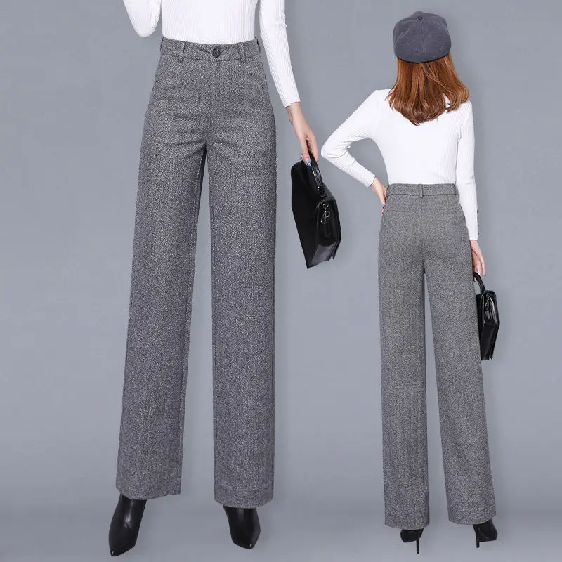 2020 Fall Fashion Wide Leg Pants Women's Elegant Professional Pants Loose Slim Straight High Waisted Pants Vintage Womens Pants
2020 Fall Fashion Wide Leg Pants Women's Elegant Professional Pants Loose Slim Straight High Waisted Pants Vintage Womens Pants
