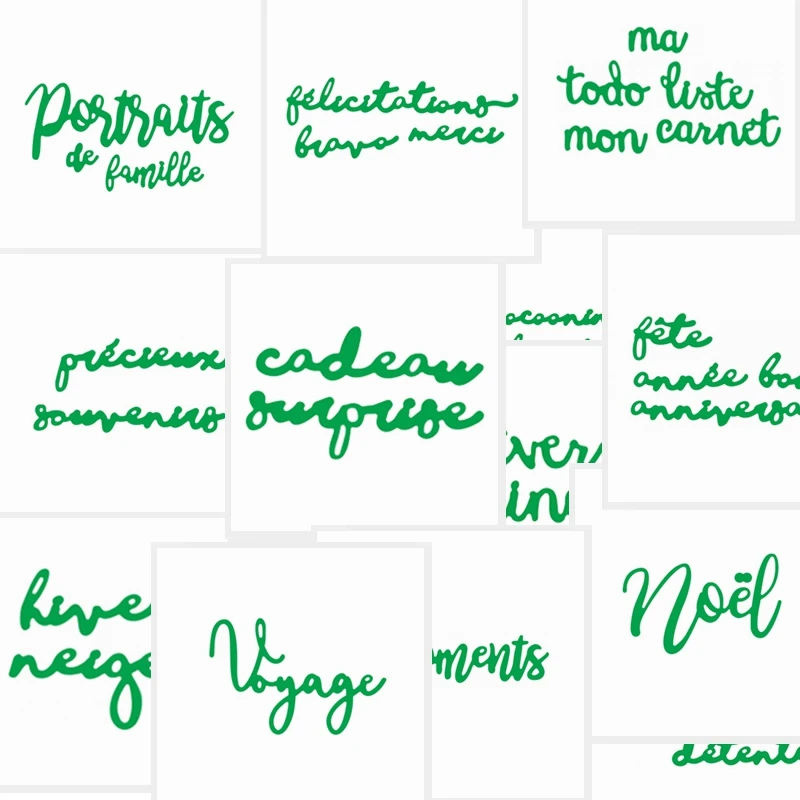French Words Phrase Scrawled Letters Voyage Noel Posters de famille Metal Cutting Dies Set 2020 DIY Scrapbooking Craft Cards
French Words Phrase Scrawled Letters Voyage Noel Posters de famille Metal Cutting Dies Set 2020 DIY Scrapbooking Craft Cards
