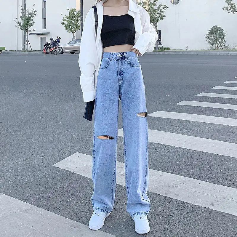 High Waist Jeans Woman Vintage Ripped Holes Jeans for Women Jeans for Women Pockets Casual Streetwear Denim Trouser
High Waist Jeans Woman Vintage Ripped Holes Jeans for Women Jeans for Women Pockets Casual Streetwear Denim Trouser