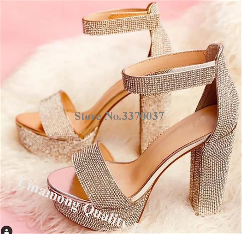 Linamong Bling Bling Silver Rhinestone High Platform Chunky Heel Sandals Ankle Strap Crystal Thick High Heel Sandals Heels
Linamong Bling Bling Silver Rhinestone High Platform Chunky Heel Sandals Ankle Strap Crystal Thick High Heel Sandals Heels