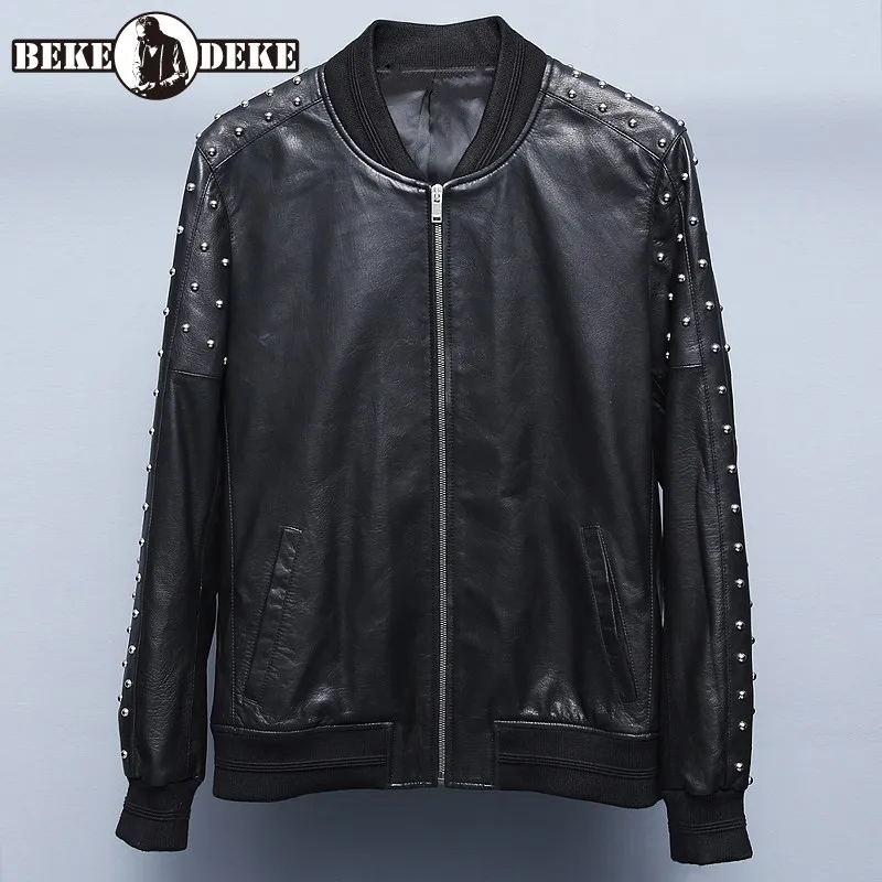Korean Style Fashion New Mens O-Neck Zippers Pockets Rivet Design Slim Genuine Leather Jackets Spliced Vintage Casual Coat
Korean Style Fashion New Mens O-Neck Zippers Pockets Rivet Design Slim Genuine Leather Jackets Spliced Vintage Casual Coat