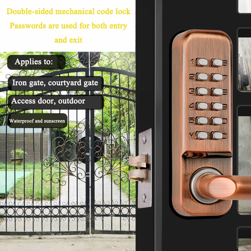Double-sided Long Handle Keyless Mechanical Password Lock Home Office Garden Courtyard Wooden Iron Door Safety Lock
Double-sided Long Handle Keyless Mechanical Password Lock Home Office Garden Courtyard Wooden Iron Door Safety Lock