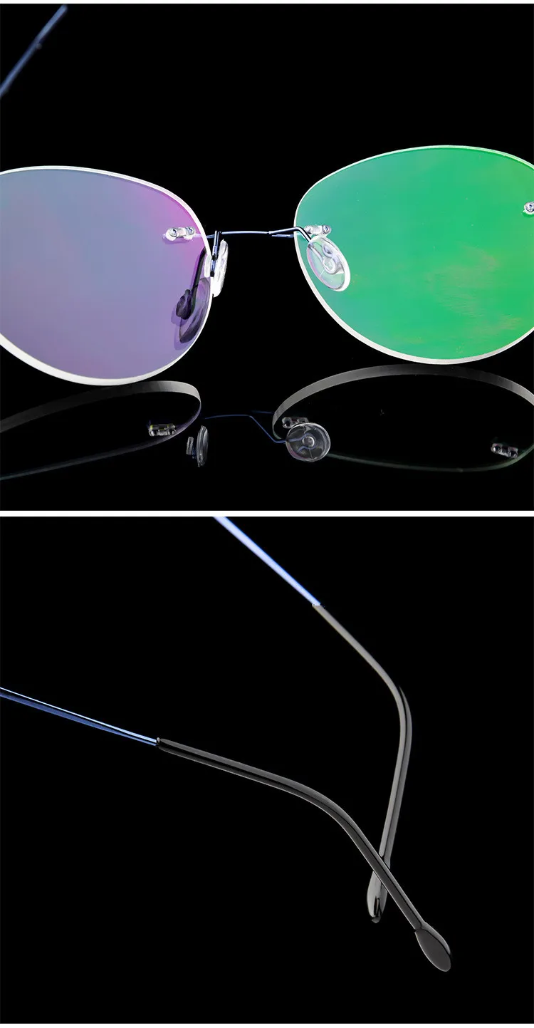 Titanium Alloy Framless owalne okulary dla osób z krótkowzrocznością wykończone kobiety mężczyźni ultralekki okulary korekcyjne bez oprawek 0 -0.5 -0.75 To -6.0 35 H4b6be15e725b486097ba3bd8951b40e6w