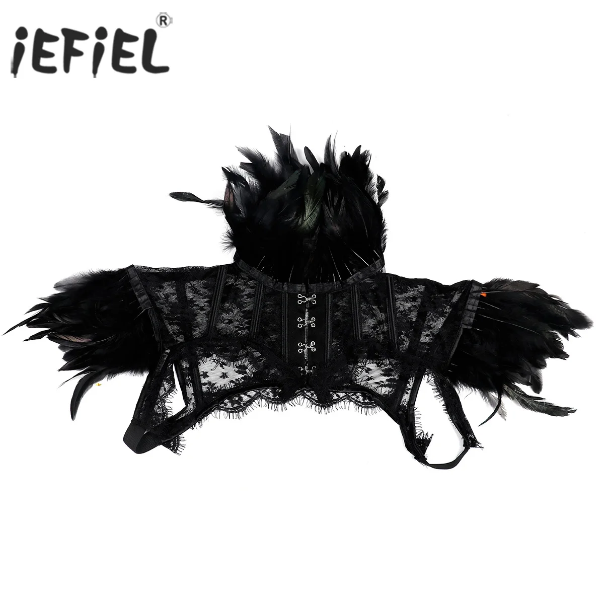 Women Retro Vintage Punk Gothic Feather Collar Shoulder Lace Cape Bolero Jacket Shrug Tops Halloween Night Clubwear Costumes
Women Retro Vintage Punk Gothic Feather Collar Shoulder Lace Cape Bolero Jacket Shrug Tops Halloween Night Clubwear Costumes
