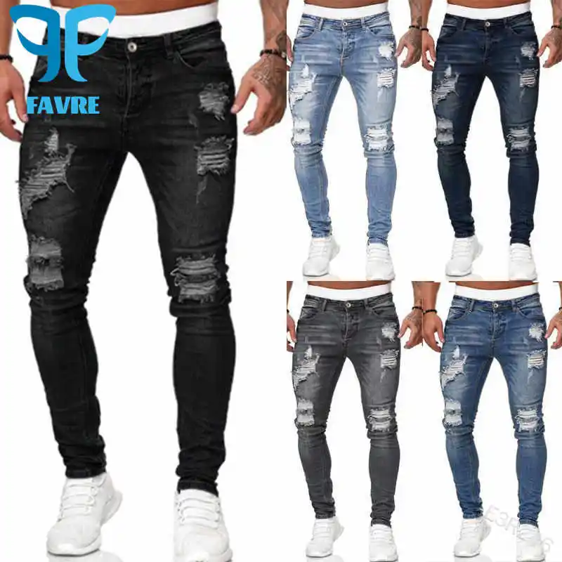 FAVRE Mens Ripped Skinny Jeans Blue Slim Fit Hole Pencil Pants Casual Biker Trousers Stretchy Spring Long Denim Men Clothing
FAVRE Mens Ripped Skinny Jeans Blue Slim Fit Hole Pencil Pants Casual Biker Trousers Stretchy Spring Long Denim Men Clothing