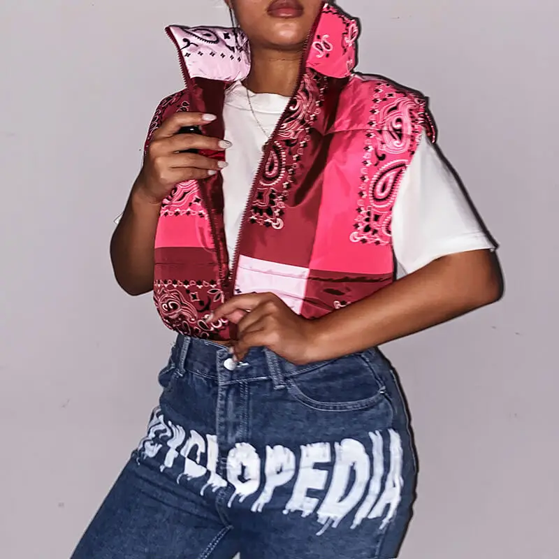 Fashion Classic Paisley Printed Vest Coat Streetwear Casual Stand-collar Zip-up Sleeveless Vintage Waistcoat For Female 2024 New
Fashion Classic Paisley Printed Vest Coat Streetwear Casual Stand-collar Zip-up Sleeveless Vintage Waistcoat For Female 2024 New