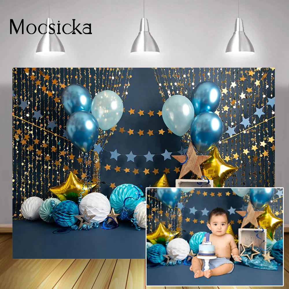 Newborn Children Birthday Cake Smash Background Golden Glitter Stars Kids Portrait Backdrop Blue Balloons Studio Photography
Newborn Children Birthday Cake Smash Background Golden Glitter Stars Kids Portrait Backdrop Blue Balloons Studio Photography