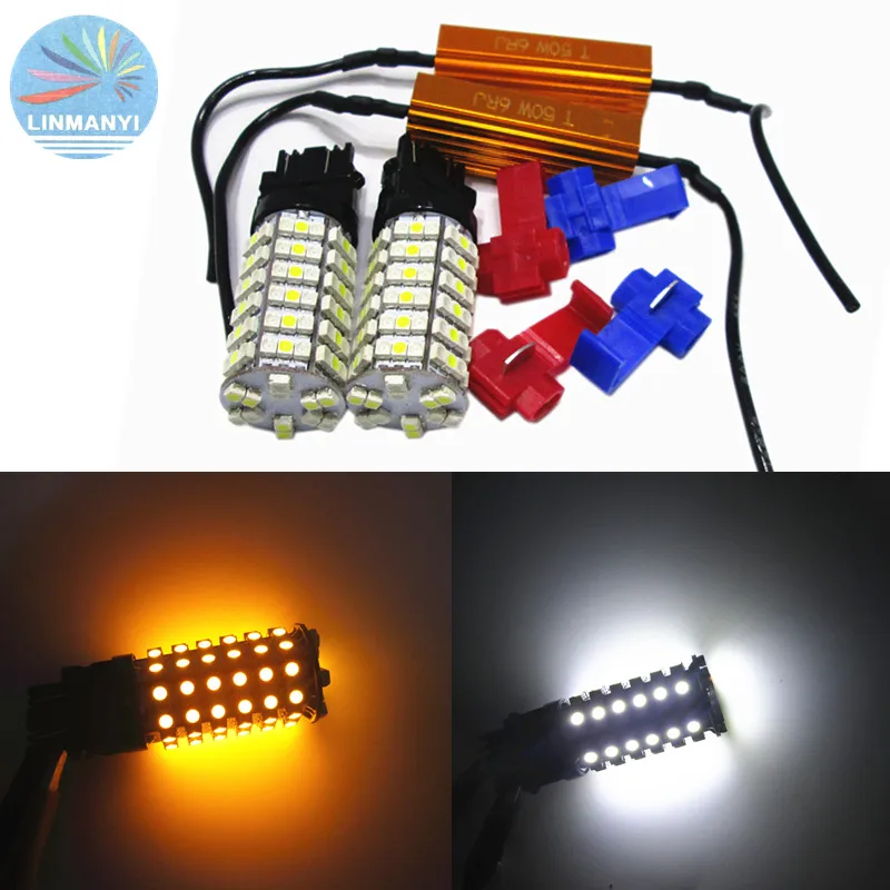 2PCS Dual Color White/Amber T25 3157 led bulb+decoder Super bright Daytime Running Lights No error free Signal Lights DRL DC12V
2PCS Dual Color White/Amber T25 3157 led bulb+decoder Super bright Daytime Running Lights No error free Signal Lights DRL DC12V
