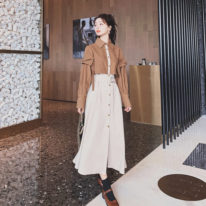 Women Fashion Splice Fake 2PCS Vintage French Style Elegant Long Dress Spring Fall Female Long Sleeve Belted Loose Dresses 3921
Women Fashion Splice Fake 2PCS Vintage French Style Elegant Long Dress Spring Fall Female Long Sleeve Belted Loose Dresses 3921