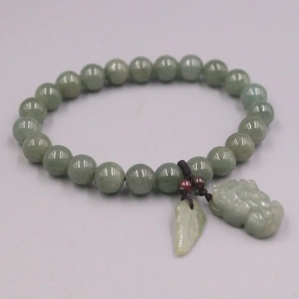 Natural Jade Jadeite Pixiu Leaf Pendant 8mm Dark Green Beaded Bracelet Men Women Gift
Natural Jade Jadeite Pixiu Leaf Pendant 8mm Dark Green Beaded Bracelet Men Women Gift