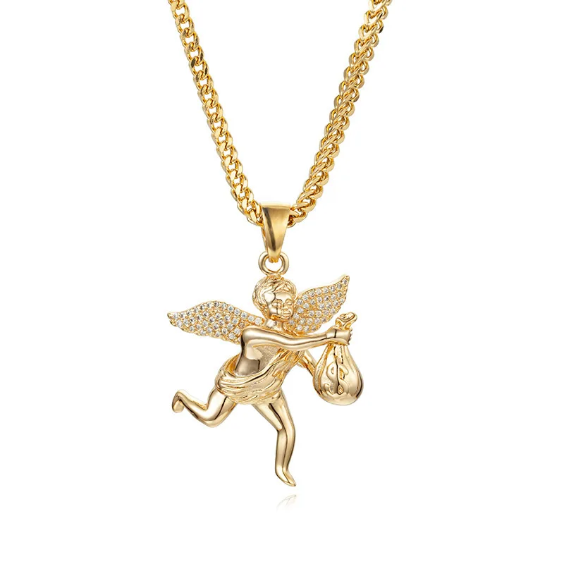 Hip Hop Zircon Necklace Angel Holding Beauty Money Bag Pendant Men's Wild Pendant Personality Trend Decoration Fashion Jewelry
Hip Hop Zircon Necklace Angel Holding Beauty Money Bag Pendant Men's Wild Pendant Personality Trend Decoration Fashion Jewelry