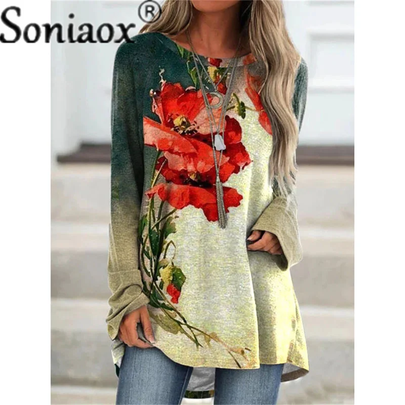 2021 Autumn Women T Shirt Fashion Long Sleeve 3D Floral Printed Ladies Shirt Tops Streetwear Loose Casual Long T Shirts Pullover
2021 Autumn Women T Shirt Fashion Long Sleeve 3D Floral Printed Ladies Shirt Tops Streetwear Loose Casual Long T Shirts Pullover