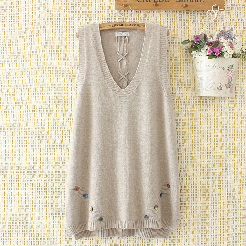 Spring Oversized Knitted Vest For Women Casual Sleeveless Jacket Buttons Bandage V-Neck Long Waistcoat Female Sweater Pullover
Spring Oversized Knitted Vest For Women Casual Sleeveless Jacket Buttons Bandage V-Neck Long Waistcoat Female Sweater Pullover