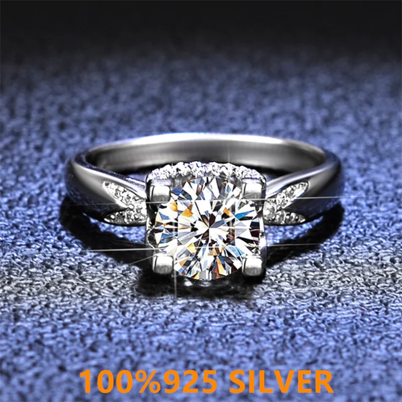 925 colorfast Sterling Silver women's ring D-COLOR Mossan diamond four claw V-ring fashion wedding anniversary gift
925 colorfast Sterling Silver women's ring D-COLOR Mossan diamond four claw V-ring fashion wedding anniversary gift