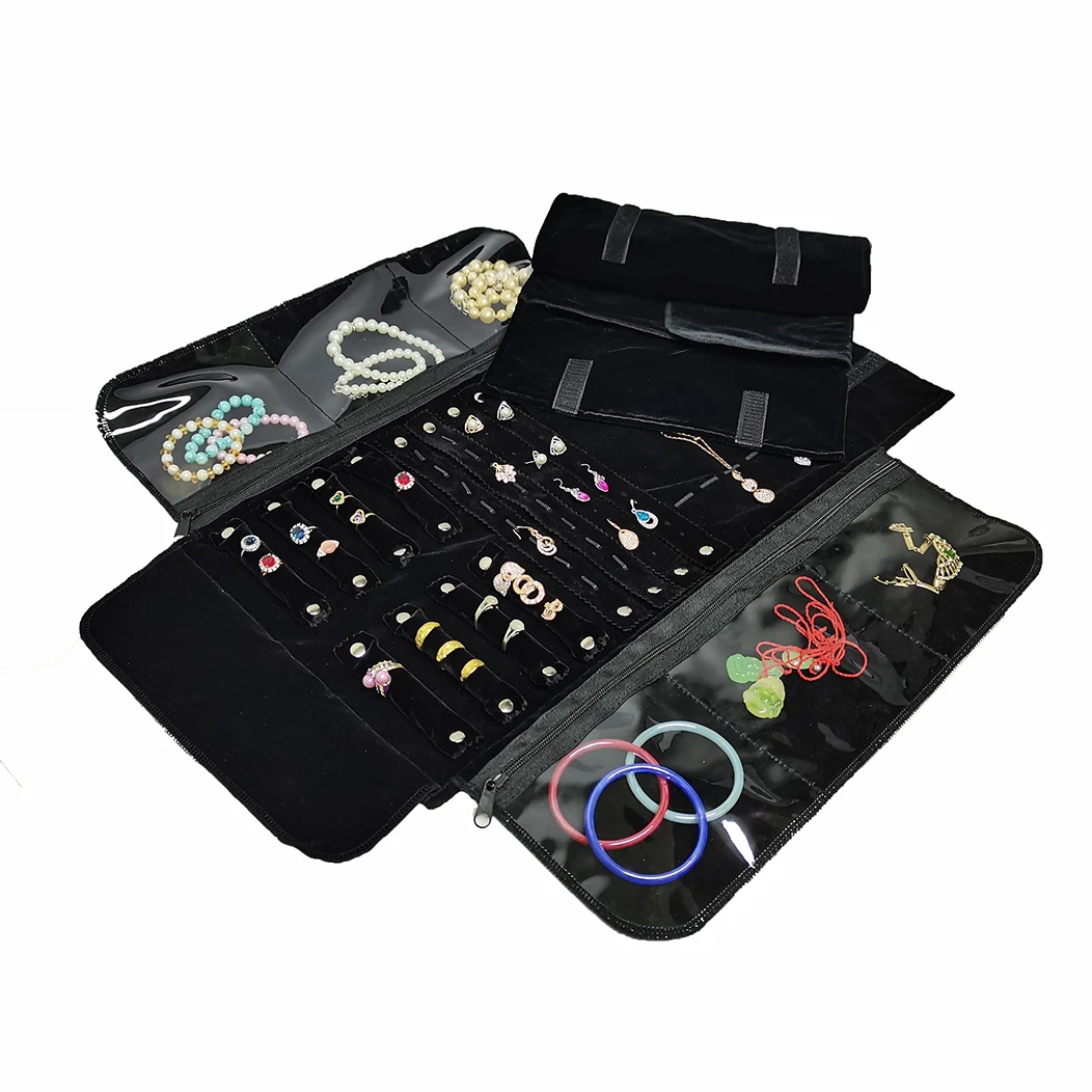 Black Velvet 57*28.5cm Jewelry Organizer Roll Travel Zipper Bag Case for Necklace Ring Earrings Storage Multiple Travel Pouch
Black Velvet 57*28.5cm Jewelry Organizer Roll Travel Zipper Bag Case for Necklace Ring Earrings Storage Multiple Travel Pouch