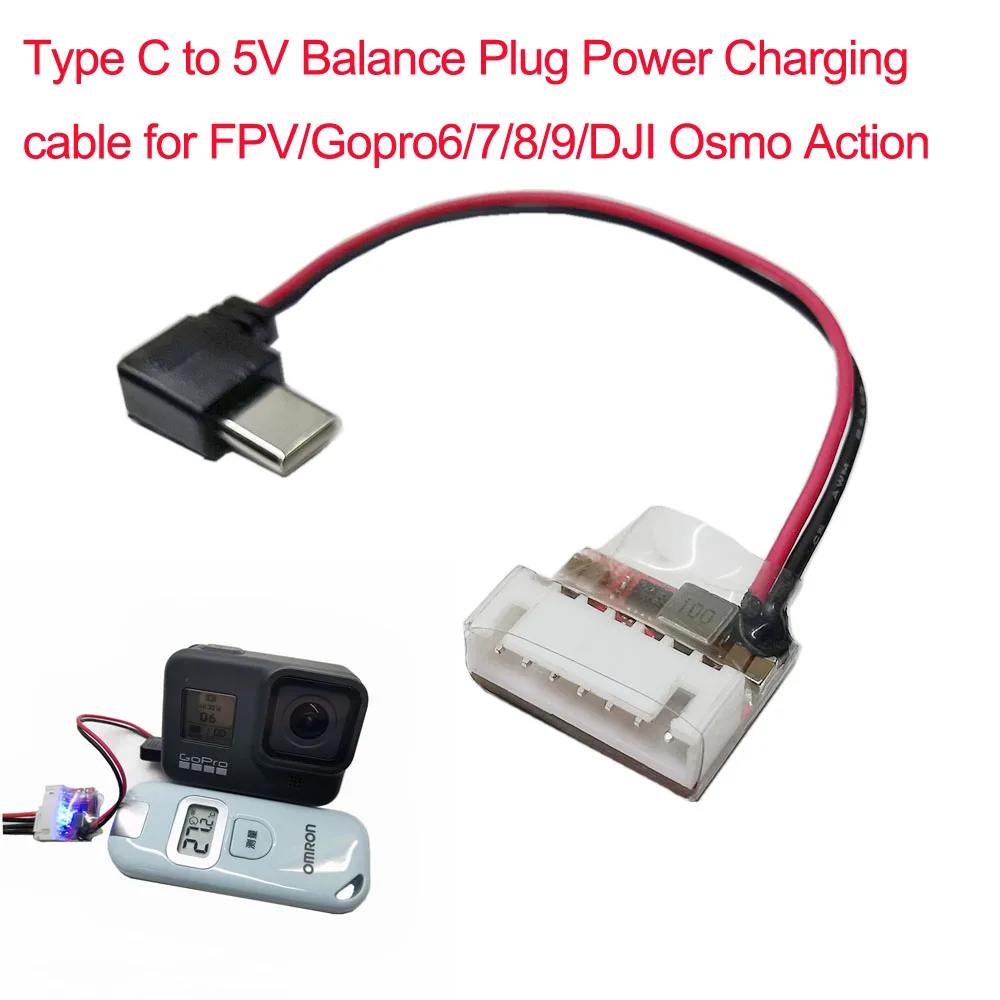 2021 upgrade 90°Type C to 5V Balance Plug Charging wire cable for Gopro hero 6/7/8/9 FPV Drone DJI Osmo Action Insta360 Camera
2021 upgrade 90°Type C to 5V Balance Plug Charging wire cable for Gopro hero 6/7/8/9 FPV Drone DJI Osmo Action Insta360 Camera