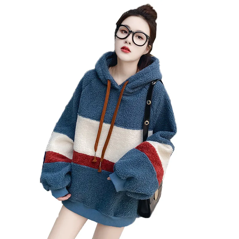 Women's Hoodies Sweatshirt Autumn Winter Hooded Jacket Pullover High Quality Lambskin Faux Fur Hoodie Sportswear Casual Top 1416
Women's Hoodies Sweatshirt Autumn Winter Hooded Jacket Pullover High Quality Lambskin Faux Fur Hoodie Sportswear Casual Top 1416
