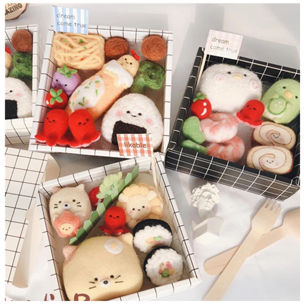 Милая Подарочная коробка Bento, войлочная игла из пищевой шерсти, войлочное украшение, рукоделие, Рукоделие, сделай сам
Милая Подарочная коробка Bento, войлочная игла из пищевой шерсти, войлочное украшение, рукоделие, Рукоделие, сделай сам