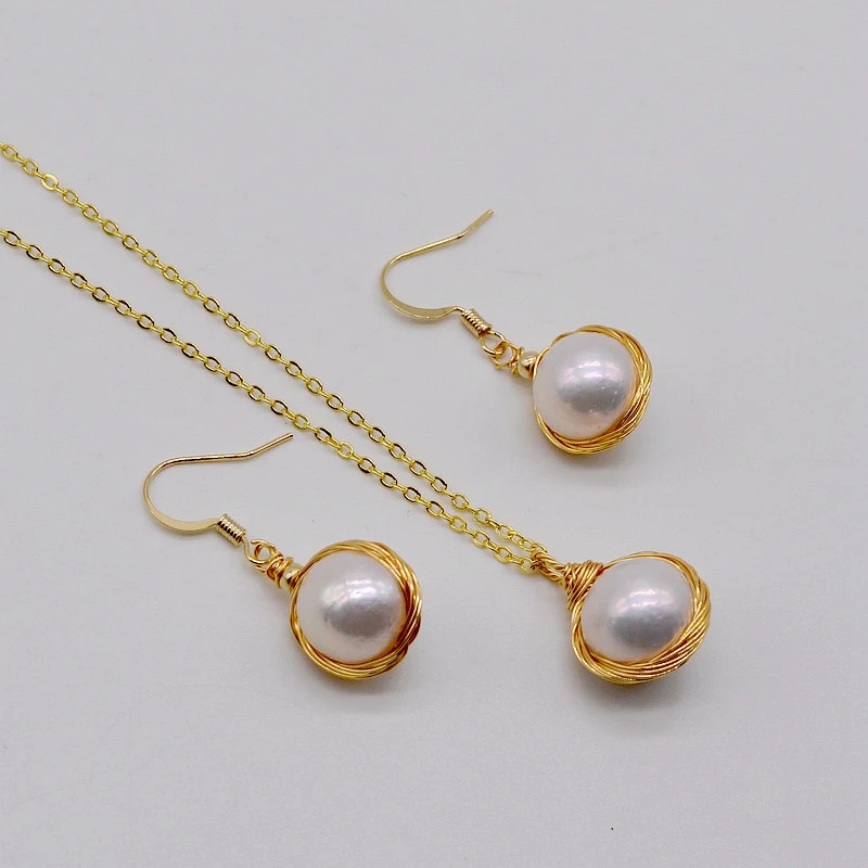 Women Jewelry Set Round Natural White Freshwater Pearl Dangle Earrings Necklace
Women Jewelry Set Round Natural White Freshwater Pearl Dangle Earrings Necklace