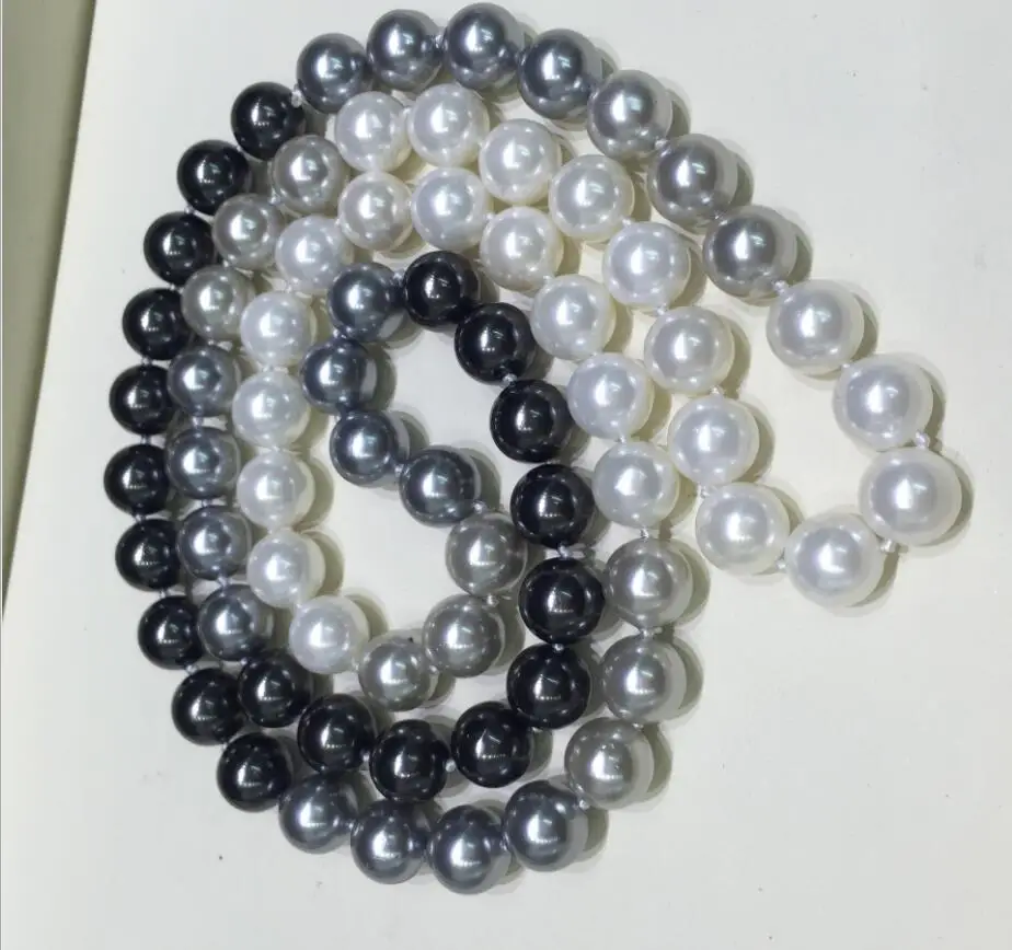 10mm black white gray shell pearl Jewelry necklace natural south sea shell pearl handmade gift 80cm 30inch
10mm black white gray shell pearl Jewelry necklace natural south sea shell pearl handmade gift 80cm 30inch