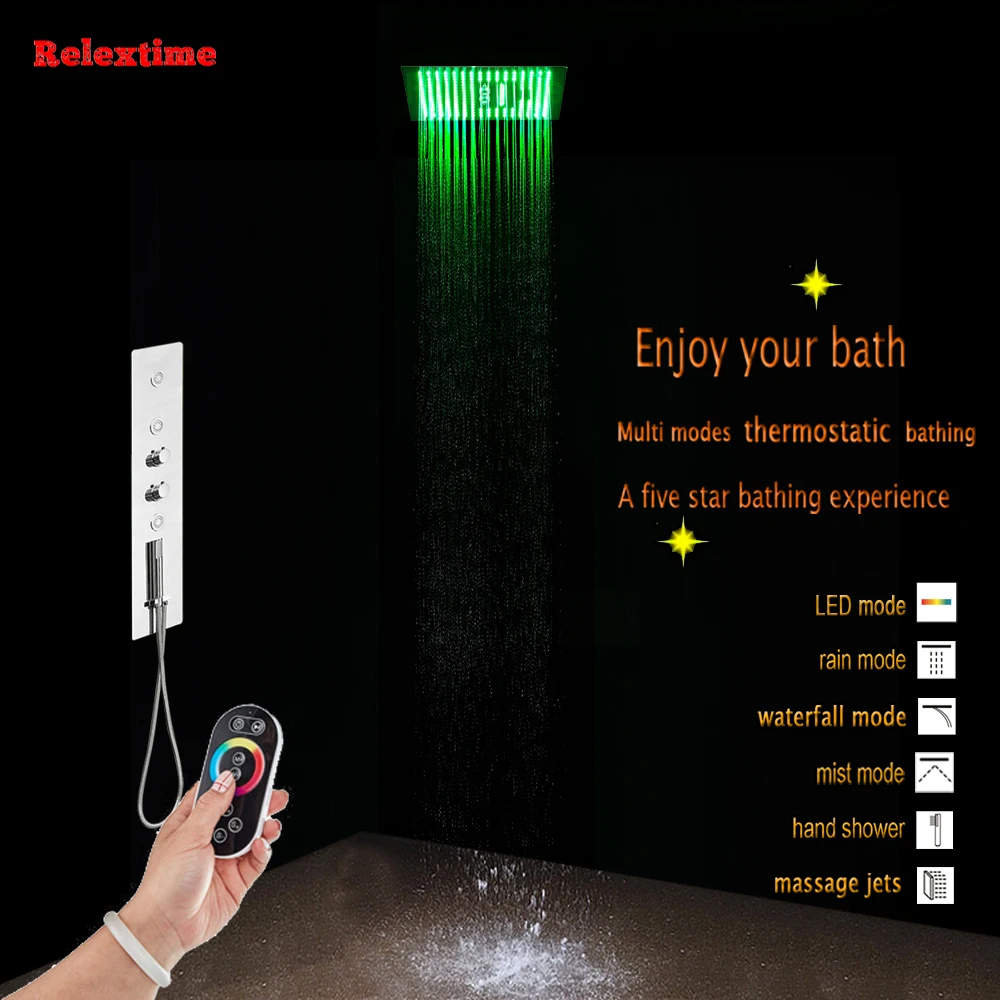 Bathroom Shower Set Multifunction Mixer Concealed Thermostatic Shower Faucet Nozzle Light LED Ceiling Shower Head Massage jets
Bathroom Shower Set Multifunction Mixer Concealed Thermostatic Shower Faucet Nozzle Light LED Ceiling Shower Head Massage jets