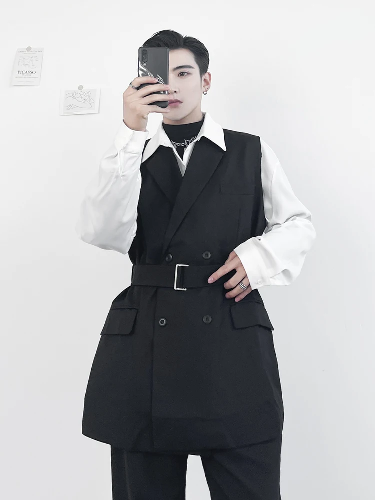Men's Korean Sleeveless Double Breasted Suit Vest Early Spring Small Temperament Fashion Trend Suit Collar Loose Lace Up Coat
Men's Korean Sleeveless Double Breasted Suit Vest Early Spring Small Temperament Fashion Trend Suit Collar Loose Lace Up Coat