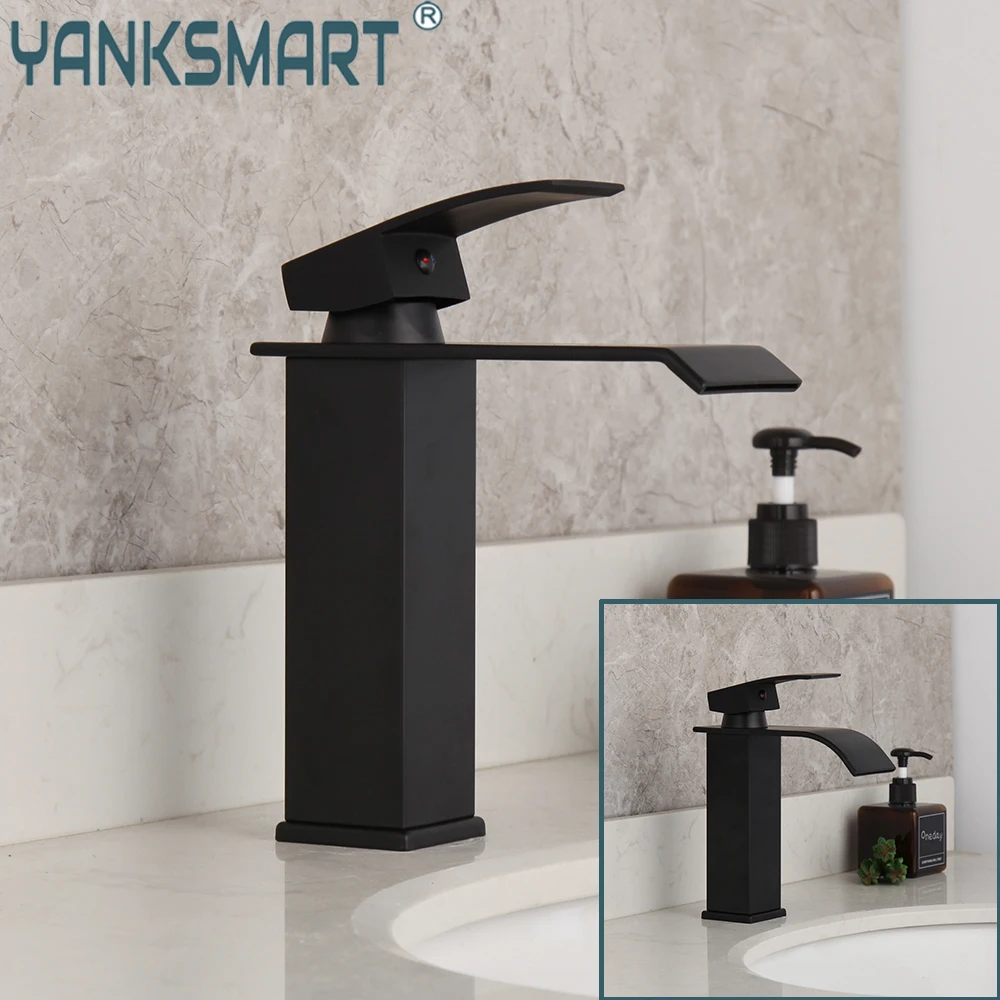 YANKSMART Bathroom Faucet Single Handle Single Hole Basin Sink Deck Mounted Matte Black Fuacets Hot And Cold Mixer Waterfall Tap
YANKSMART Bathroom Faucet Single Handle Single Hole Basin Sink Deck Mounted Matte Black Fuacets Hot And Cold Mixer Waterfall Tap