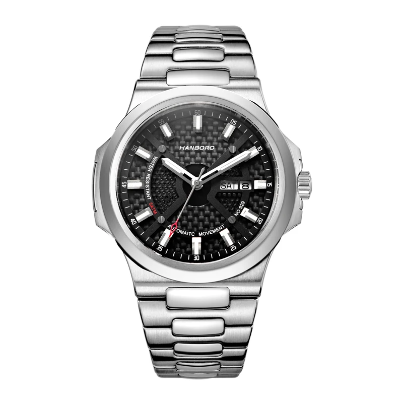 HANBORO Men Automatic Watch Top Luxury Brand Mens Watches Mechanical Wristwatch Waterproof Steel Strap Butterfly Clasp Week Date
HANBORO Men Automatic Watch Top Luxury Brand Mens Watches Mechanical Wristwatch Waterproof Steel Strap Butterfly Clasp Week Date