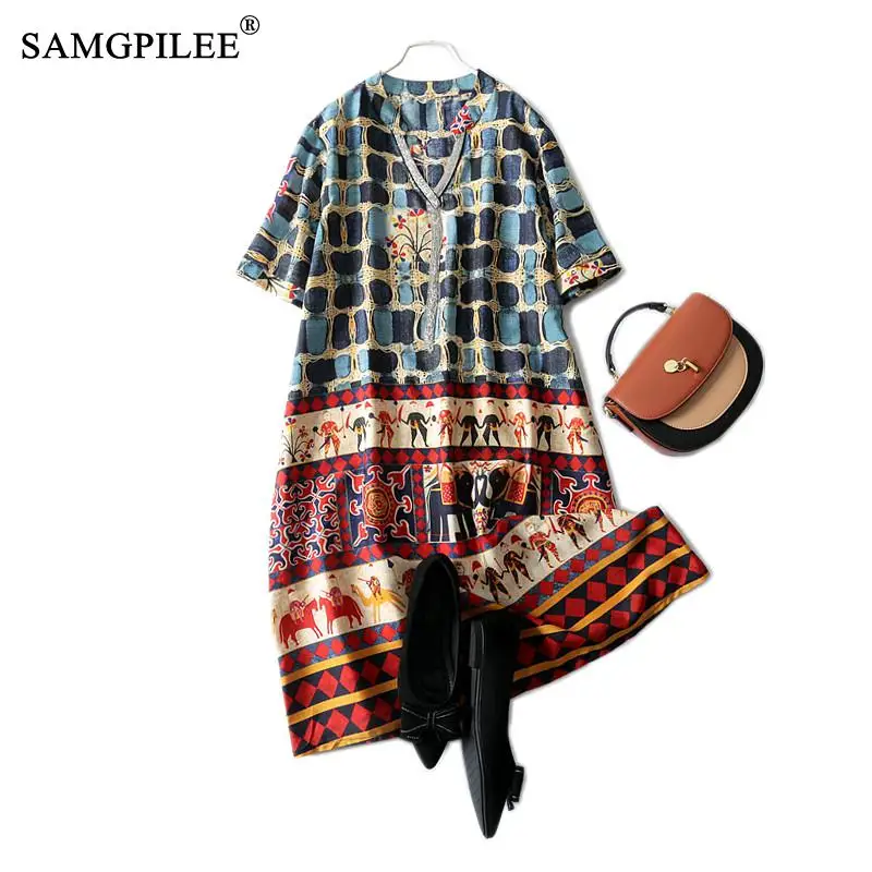 Summer Dresses 2022 New Casual Tassel Decoration Stand Collar Thin Print Knee Length Short-sleeved Chiffon Retro Women Dress 4XL
Summer Dresses 2022 New Casual Tassel Decoration Stand Collar Thin Print Knee Length Short-sleeved Chiffon Retro Women Dress 4XL