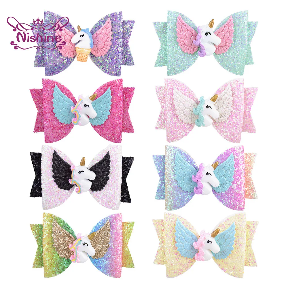 Nishine Lovely Cartoon Wings Unicorn Bowknot Infant Hair Clips Colorful Sequins Bows Baby Girls Hairpins DIY Children Headwear
Nishine Lovely Cartoon Wings Unicorn Bowknot Infant Hair Clips Colorful Sequins Bows Baby Girls Hairpins DIY Children Headwear