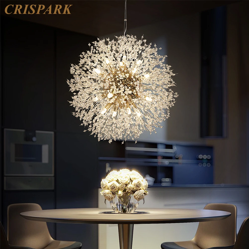 Modern Sputnik Ceiling Chandelier Lights LED Crystal Dandelion Pendant Hanging Lamp Starburst Lustre Light Fixture for Bedroom
Modern Sputnik Ceiling Chandelier Lights LED Crystal Dandelion Pendant Hanging Lamp Starburst Lustre Light Fixture for Bedroom