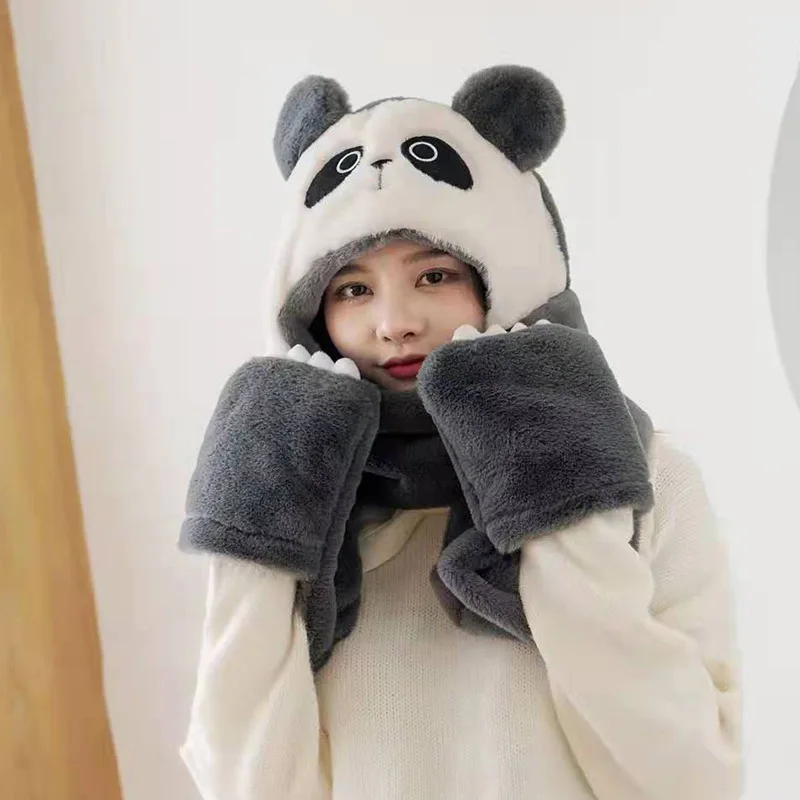 Panda plush Ladies Winter Riding Warm Windproof Gloves Bib Hat Three Piece Women Bear Ear Scarf One-Piece Cap Antlers Female Hat
Panda plush Ladies Winter Riding Warm Windproof Gloves Bib Hat Three Piece Women Bear Ear Scarf One-Piece Cap Antlers Female Hat