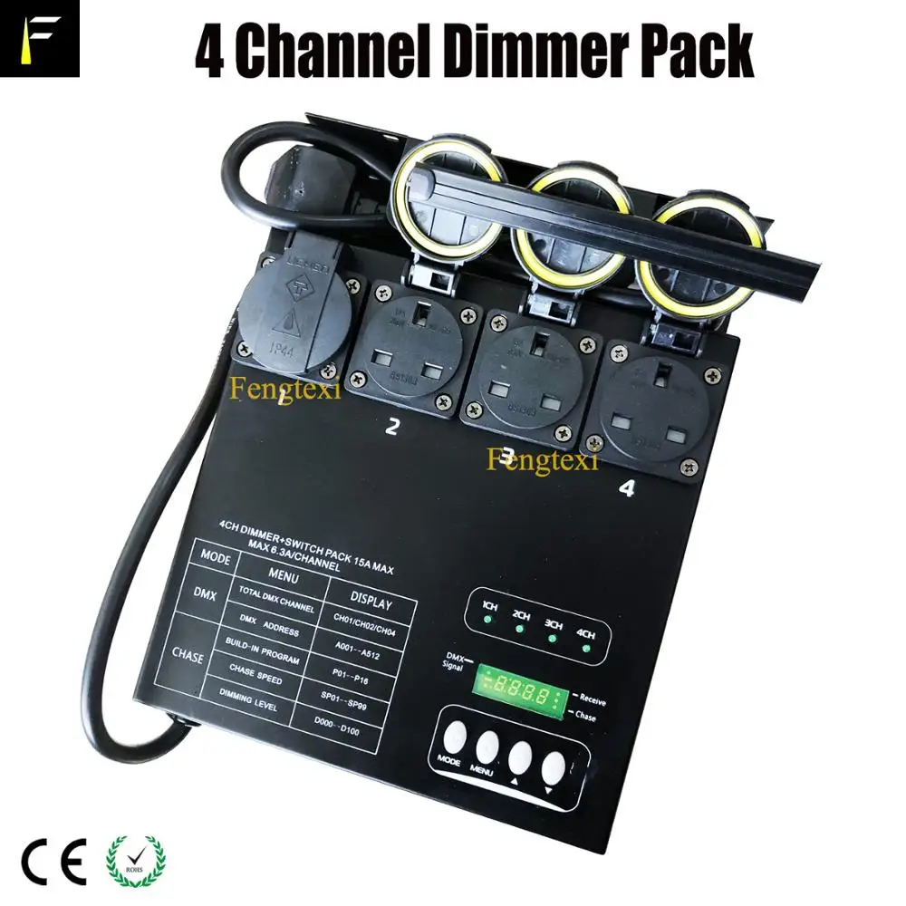 Stage Light Chase/Dimming Setting Box 4 Channels DMX Dimmer Pack with 6.3A Each Channels 230v for Show Performance
Stage Light Chase/Dimming Setting Box 4 Channels DMX Dimmer Pack with 6.3A Each Channels 230v for Show Performance