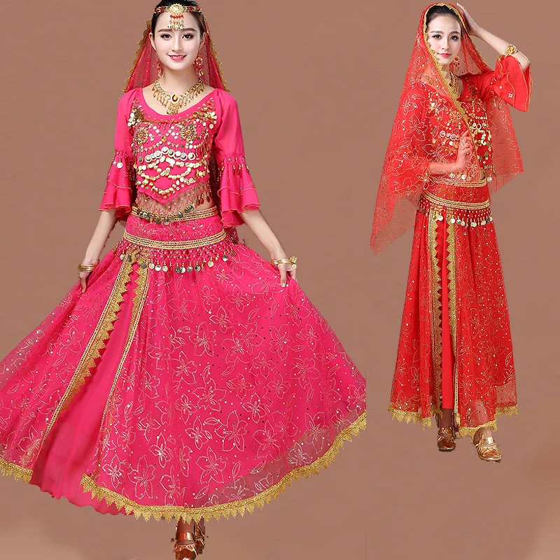 Bollywood Egypt Indian Dance Costume Set For Women Half Sleeves Coin Top Shirt Belly Dancing Skirt Practice Belly Dance Wear
Bollywood Egypt Indian Dance Costume Set For Women Half Sleeves Coin Top Shirt Belly Dancing Skirt Practice Belly Dance Wear