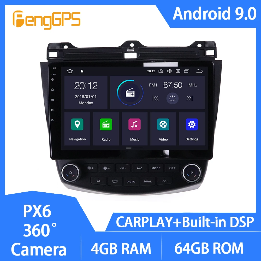 Мультимедийный плеер Android 10,0 для Honda Accord 2003-2007, FM-радио, сенсорный экран, GPS Navi, зеркальная связь, поддержка Carplay PX6 4G + 64G
Мультимедийный плеер Android 10,0 для Honda Accord 2003-2007, FM-радио, сенсорный экран, GPS Navi, зеркальная связь, поддержка Carplay PX6 4G + 64G