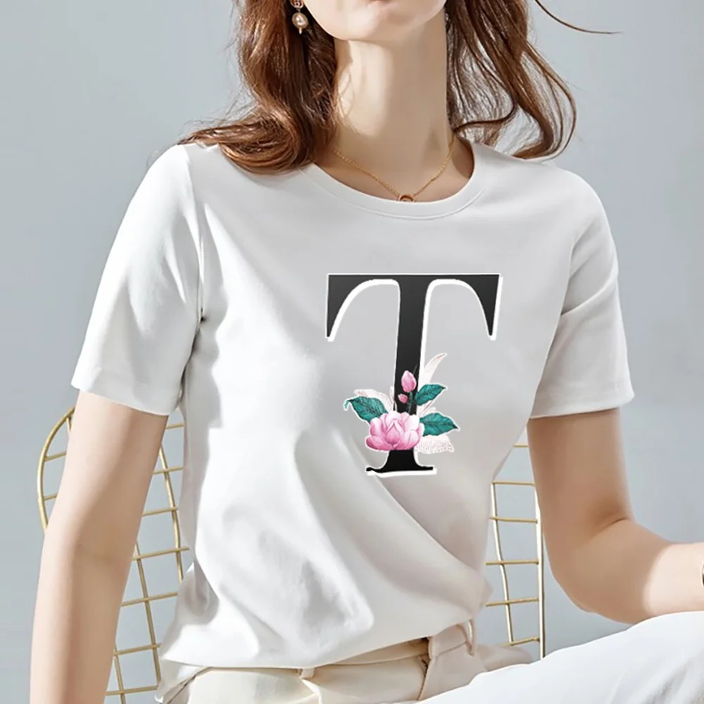 New Spring and Summer Women's T-shirt Personality 26 English Alphabet Ladies T-shirt A B C D E F G Soft O-neck Short Sleeves
New Spring and Summer Women's T-shirt Personality 26 English Alphabet Ladies T-shirt A B C D E F G Soft O-neck Short Sleeves
