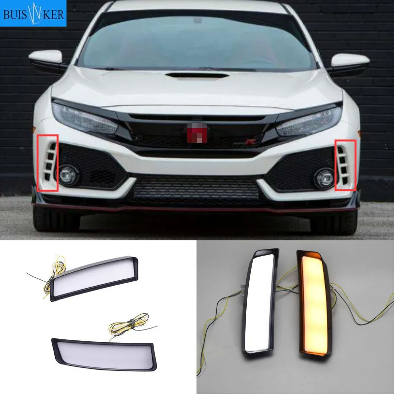 2Pcs DRL For Honda Civic Type R 2018 2019 Led Daytime Running Lights Yellow Turn Signal Lamp ABS Waterproof
2Pcs DRL For Honda Civic Type R 2018 2019 Led Daytime Running Lights Yellow Turn Signal Lamp ABS Waterproof